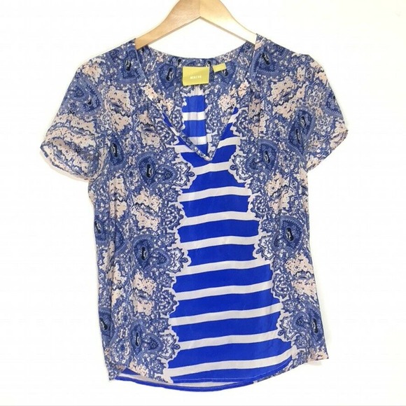 ANTHROPOLOGIE MAEVE Navy Blue Blouse Top - Picture 1 of 5